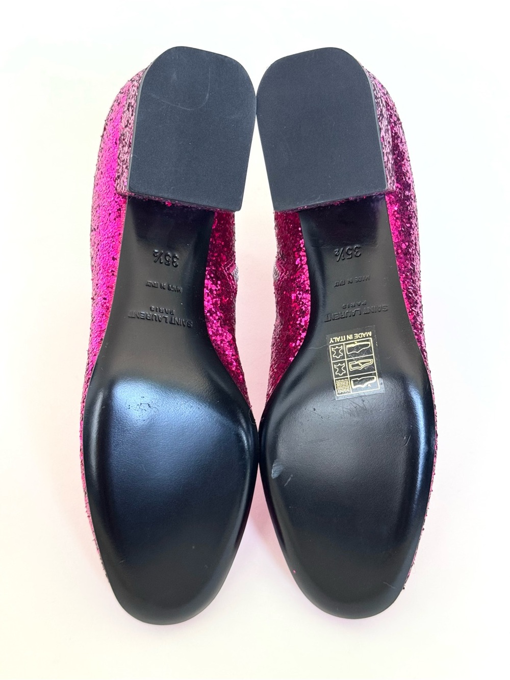 Saint Laurent "Babies" glitter ankle boots in hot pink from the F/W 14 Runway - Picture 11 of 12